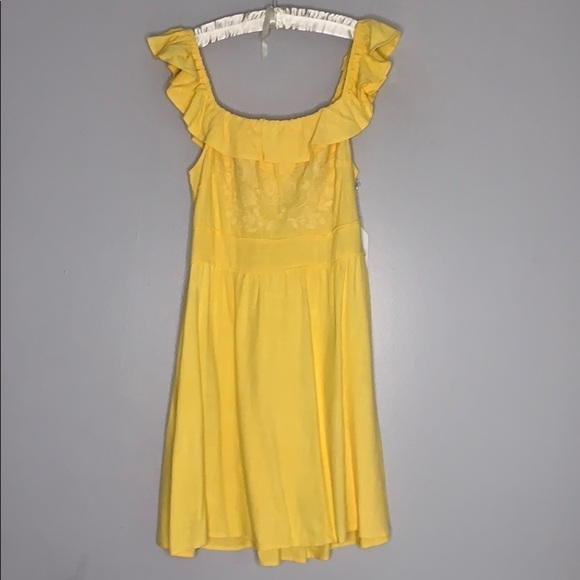 Sunflower yellow Embroidered boho Mini dress summer linen new with tags - Picture 4 of 13